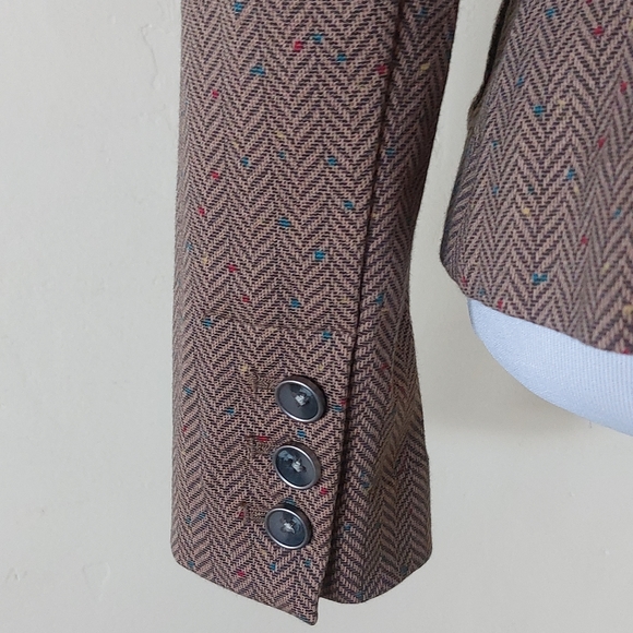 CAbi Brown Herringbone Pattern Penny Blazer Cotton Blend Jacket Womens Small - Picture 10 of 14